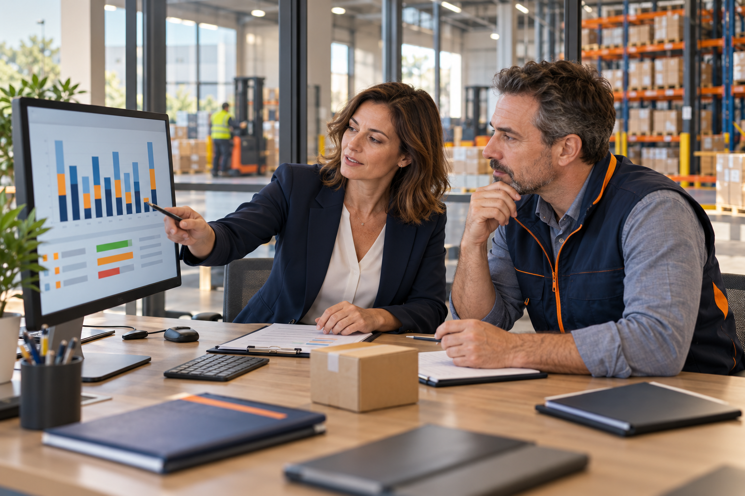 Procurement and logistics teams analyse management data